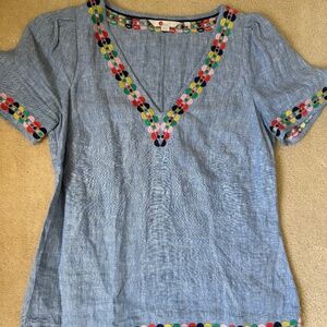 Women's Boden Chambray Top with embroidery